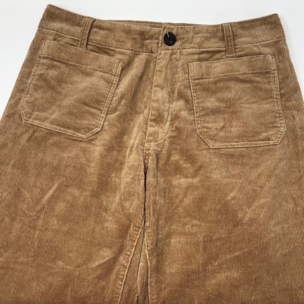 Quince Organic Stretch Corduroy Cropped Wide Leg Pants Tan Brown Size 12